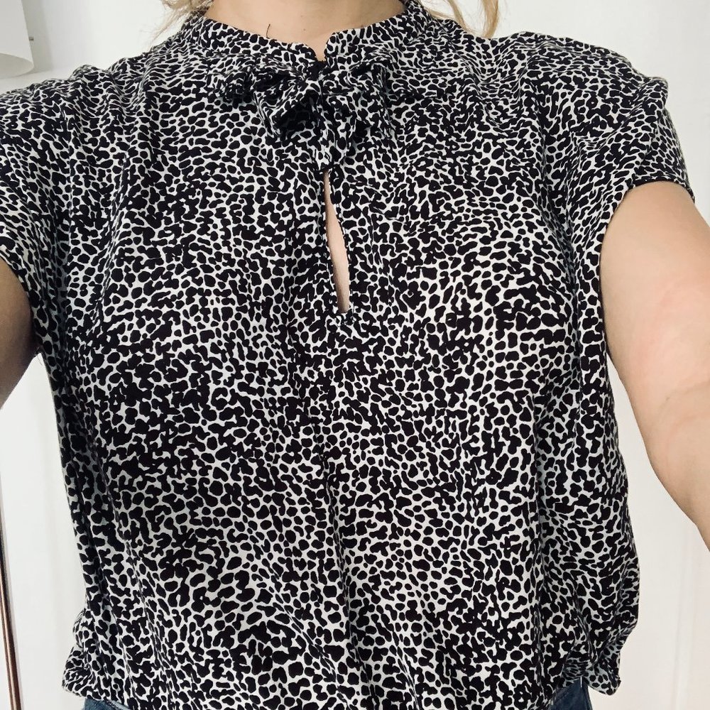 ZARA Animal Print blouse with bow